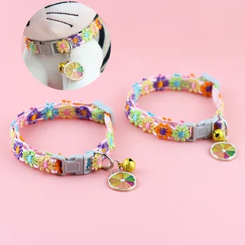  Rainbow mačka ovratnik zvono Mače štene podesiva gumb u boji čipke cvijet mače ogrlica ogrlica pribor za pse