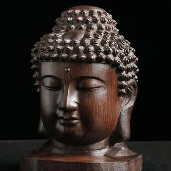  Ručni Rad Shakyamuni Татхагата Mini Navoj Figurica Mahagoni Kućni Ukras B-Stablo Zanat Kip Buddha Glavu Radni Stol