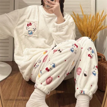  Sanrio Hello Kitty/Zima Baršun Пижама Koralnog Boje U Korejskom Stilu, Slobodan Medo Ca Home Kit Y2k, Casual Odjeća Za Žene