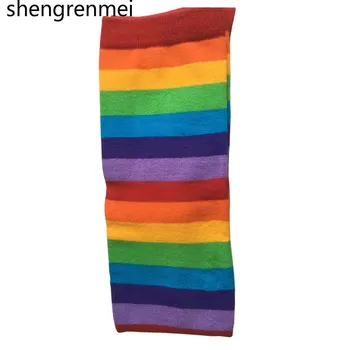  Shengrenmei 2019, Kvalitetne Slatke Pamučne Duge Čarape Do Kukova u Ružičastu Traku, Pletene Dvorana Večernja Odijela, Čarape Do Koljena