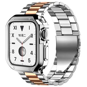 Silikonska Zaštitna torbica + metalni remen Za apple watch band 45 mm 44 mm 42 mm 41 mm 40/38 narukvica od nehrđajućeg čelika serije 3 4 5 6 se 7