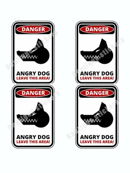  Skup zabavnih znakova upozorenja od 4 predmeta, Opasne naljepnice s сердитыми psima, trkaće naljepnice naljepnica za automobil, motocikl, bilježnica
