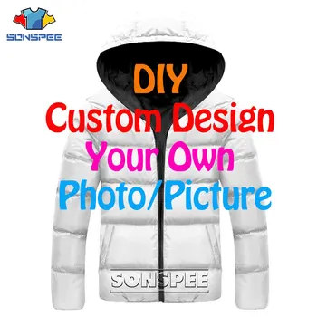  SONSPEE 3D Print Izravna Isporuka Za Muškarce I Žene DIY Individualni Dizajn Fotografija Muška Jakna Plus Baršun Munja Toplo Apsolutno Dječja kaput