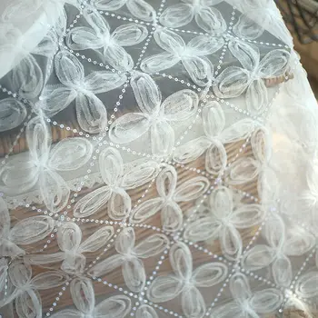 Trodimenzionalni Cvijet Bijela Vezeni cvjetne čipke Tkanina DIY Odjeća vjenčanicu Ukras Šivaći Pribor