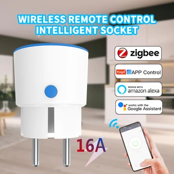  Tuya ZigBee 3,0 Smart Plug 16A EU Utičnica Smart Life programa za Glasovne Daljinski Upravljač Monitor Napajanja Sinkronizacija Radi Alexa Google Home