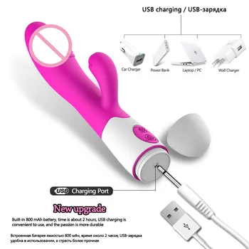  USB 30 Brzina Rabbit Vibrator za Žene Vagina Dildo Vibrator Ženski G spot Stimulator Klitorisa Erotska Sex Igračka Za Odrasle Žene