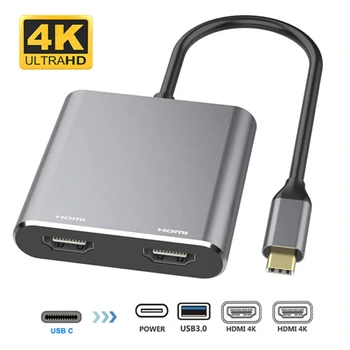  USB C na Dvostruku HDMI 4K priključne Stanice HD USB Adapter Type C USB 3.0 2 HDMI Konverter Za prijenosna računala TV Monitora MacBook Pro Air