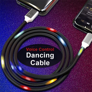  YOCPONO 1 m Music Plesni Kabel Svjetlo Treperi Glasovno Upravljanje Svestran Telefon Brzo Punjenje Kabel Za Prijenos Podataka Bljeskalica Ritam Glazbe Tap Beat