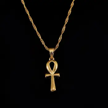  Zlatna Boja Egipatski Анкх Križ Privjesak Ogrlica Žena Djevojke Egipat Znakove Nakit