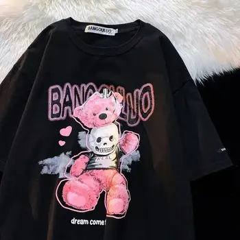  Ženska t-shirt u retro stilu s Medvjedom, Košulja kratkih Rukava za Muškarce i Žene, Majica za par ženske majice Y2k, animacija, Harajuku, slatka majice s likovima iz crtića