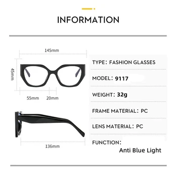  Ženski Mačje Oči Anti-Plavo Svjetlo Naočale, Optički Spojeni U Boji Obični Rimless Novi Stil Ženske Plastične Modni Računala Naočale
