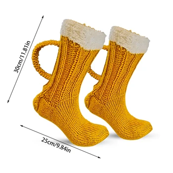  3D Čarape S Pivo Šolja, Pletene Duge Čarape-Cijevi, Slatka Unisex, Novo, Zimske Tople Pivski Čarape, dvo-boja Čarape Sa Blokovima