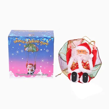  E-Medo Padobran Djed Mraz Igračka Skretanje Flip Djed Mraz Električna Glazba Božićni Poklon Za Rođendan Za Djecu