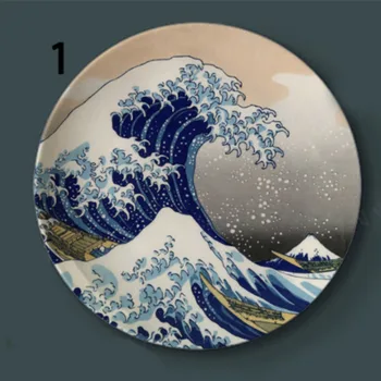  Japanski Dekorativni Tanjur Укие Zidni Rotirajući Tanjur Mount Fuji Kanagawa Surf Warrior Slika Stoji Tanjur Zidni Kućni Dekor