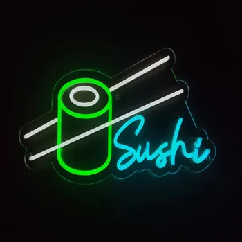  Neonska reklama za sushi, skup neonska svjetla za sushi-роллов, led pozadinsko osvjetljenje japanskog restorana, led znak japanske kuhinje