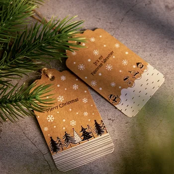  Novo! 50 KOM. Božićni Crtani Oznake Iz Kraft-papir S Užetom, Vintage Božićno Drvce/Djed-Mraz, Obrt, Viseće Etikete, Dekor, Proizvoda Za Dom