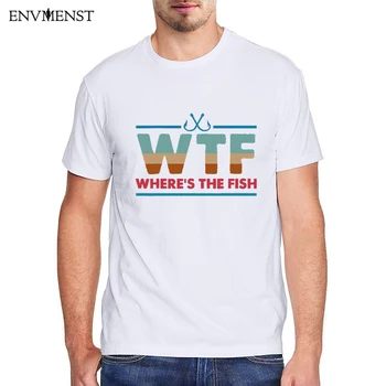  T-shirt Where's The fish, Muška Odjeća, Zabavne Majice s Uzorkom WTF, Berba Majice Kratkih Rukava, Svakodnevni vanjska odjeća, Muška Majice, Veličina EU