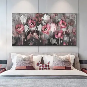  Veliki Veličina Ružičasti Cvjetovi Platnu Slike Ispisuje Moderni Skandinavski Estetski Umjetnička Djela Šareni Zidni Plakati Slike Kućni Dekor